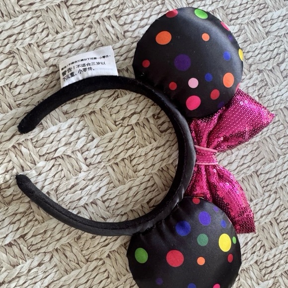 Disney Parks Confetti Minnie Ears Pink Sequin Bow Headband - Picture 2 of 2